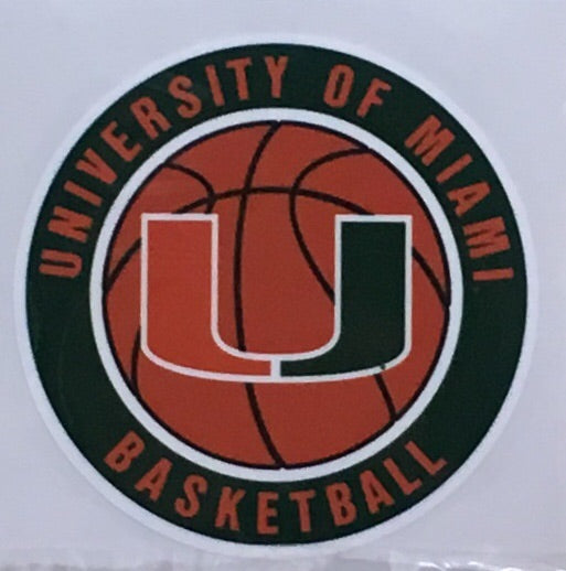 Miami Hurricanes Basketball Round Decal 3"