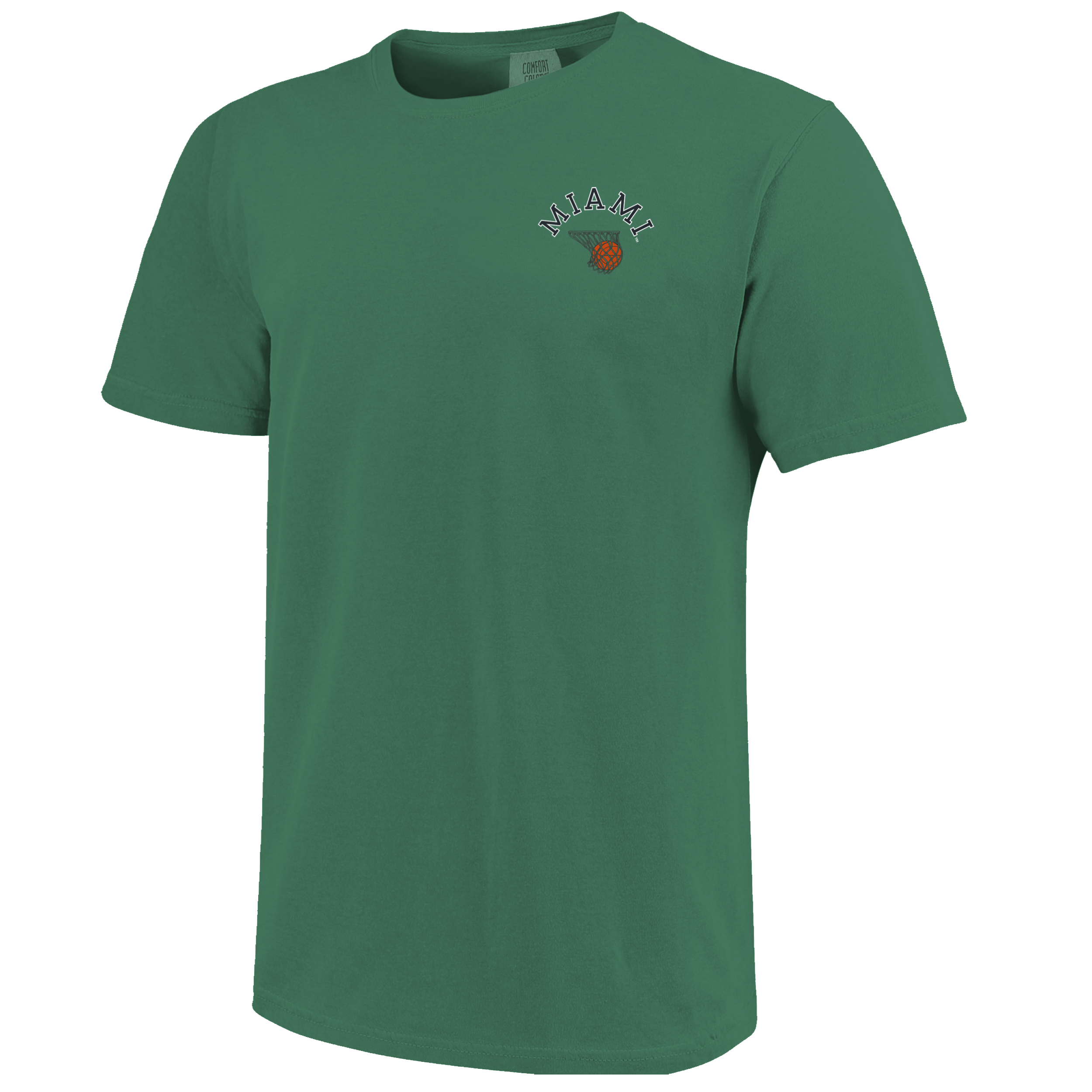 Miami Hurricanes Swish Basketball Net T-Shirt - Comfort Colors - Grass Green