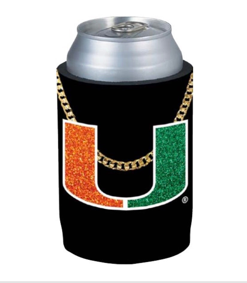 Miami Hurricanes Turnover Chain Can/Bottle Holder Coozie - Black
