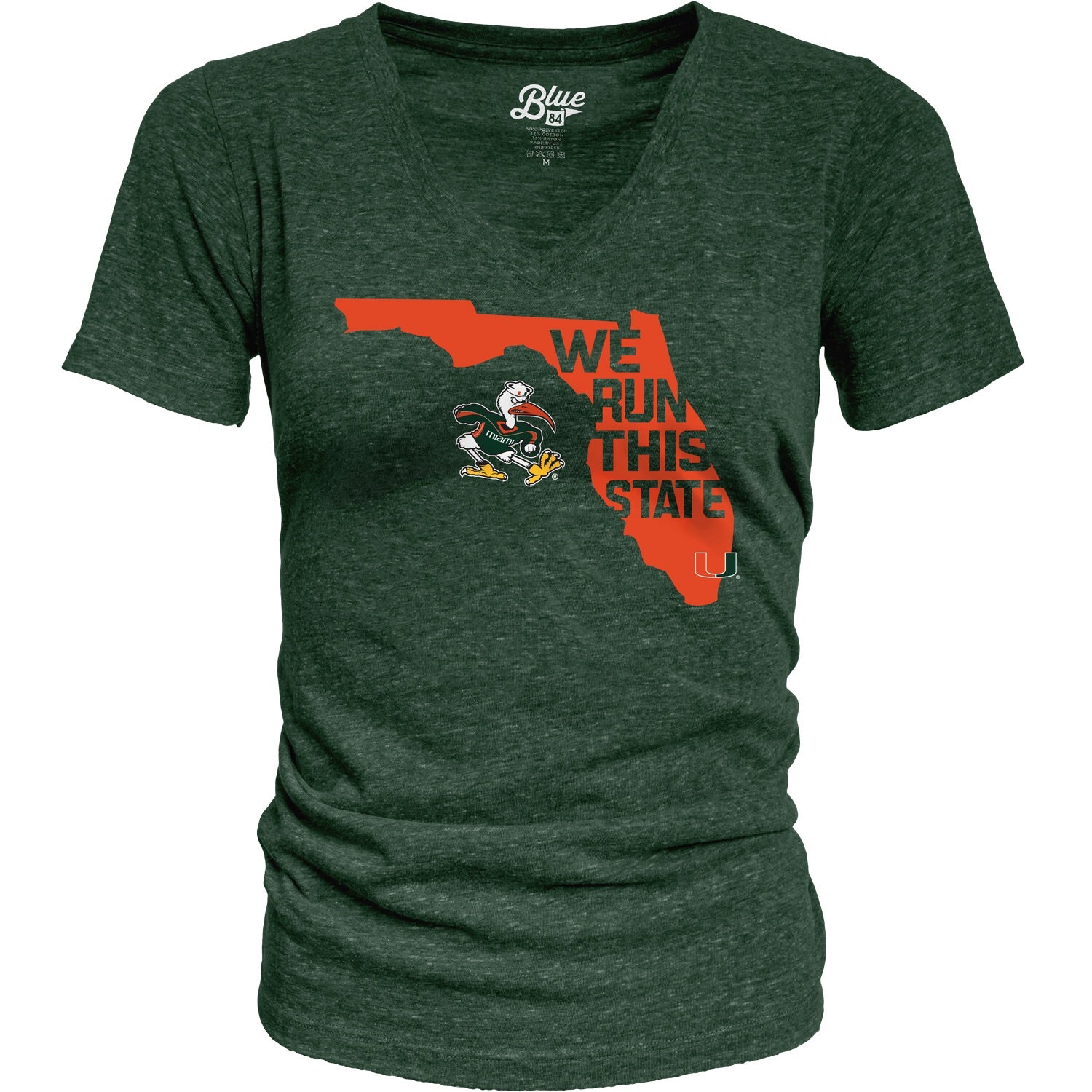 Miami Hurricanes Women's We Run This State Tri-Blend Shirt - Green