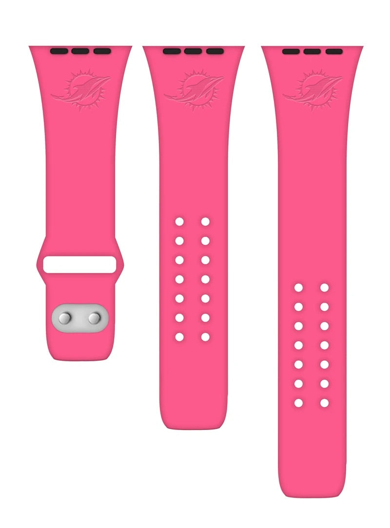 Miami Dolphins Debossed Apple Watch Band - Pink