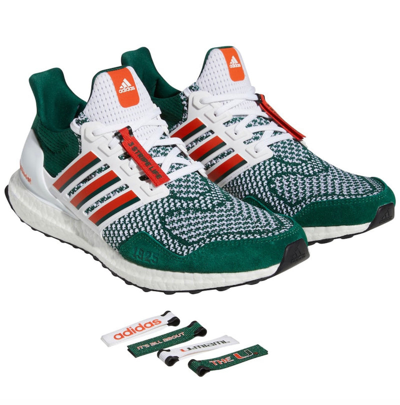 Miami Hurricanes adidas Ultraboost 1.0 Sneakers - Green/Orange