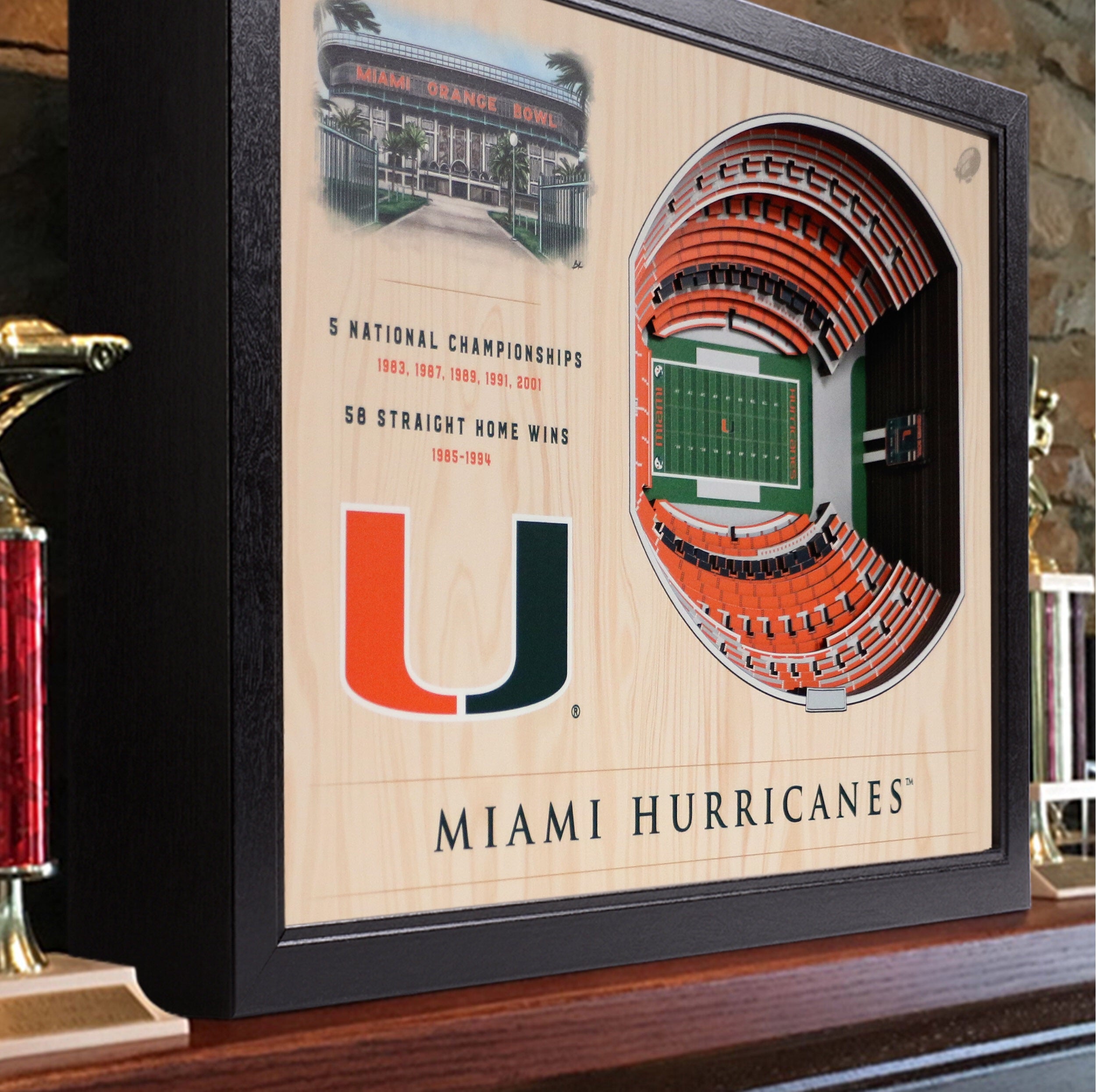 Miami Hurricanes Orange Bowl 25-Layer StadiumView 3D Wall Art