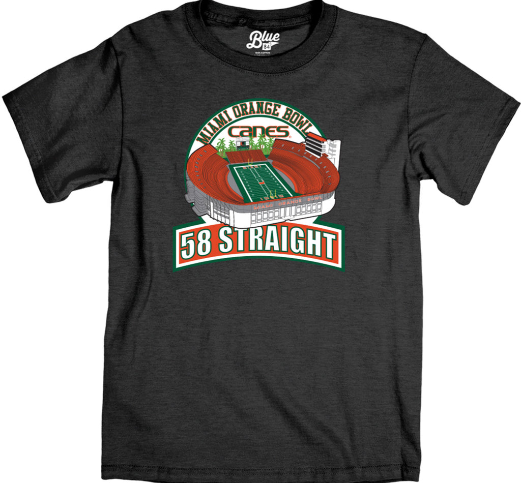 Miami Hurricanes Men's Orange Bowl 58 Straight TShirt Charcoal