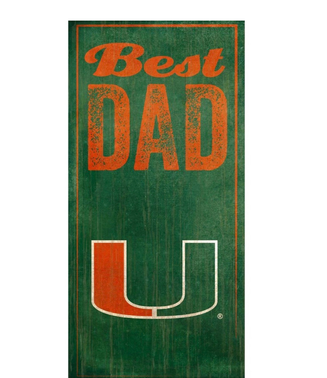 Miami Hurricanes Best Dad Wooden Sign - 6x12
