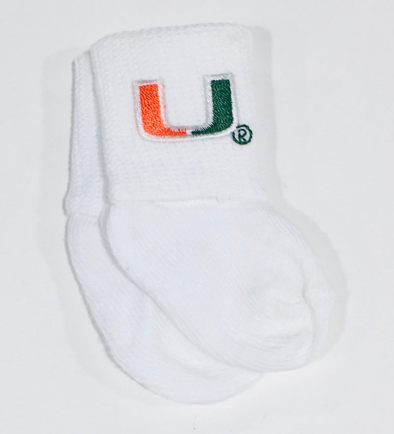 Miami Hurricanes Classic Comfort Baby Infant Anklet Socks - White