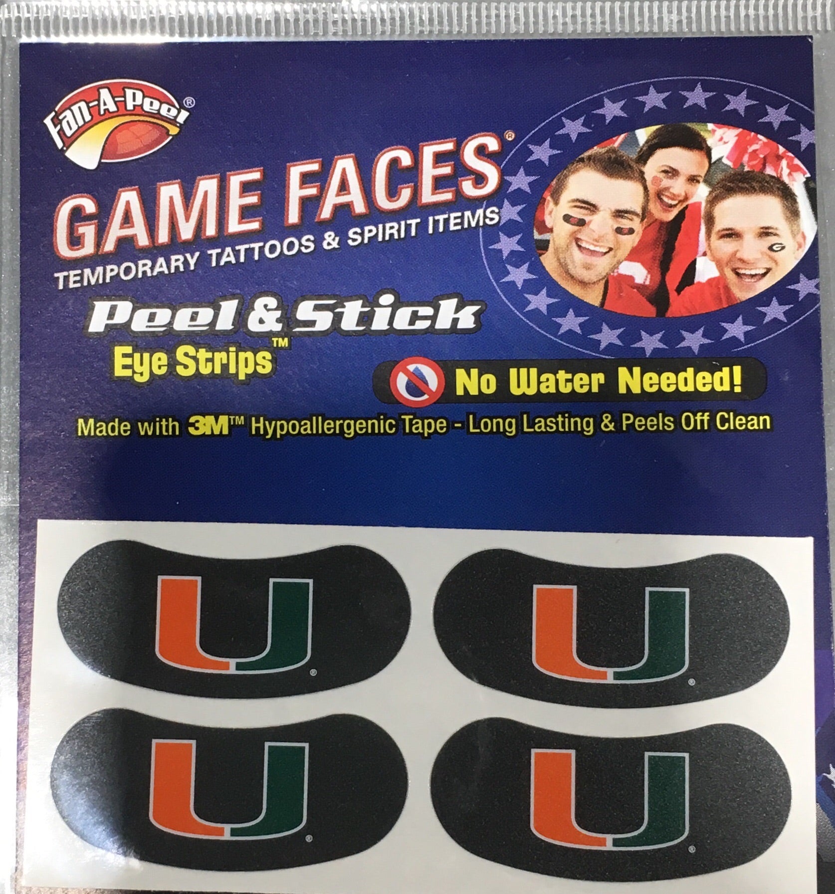 Miami Hurricanes Peel & Stick Game Face Eye Strips