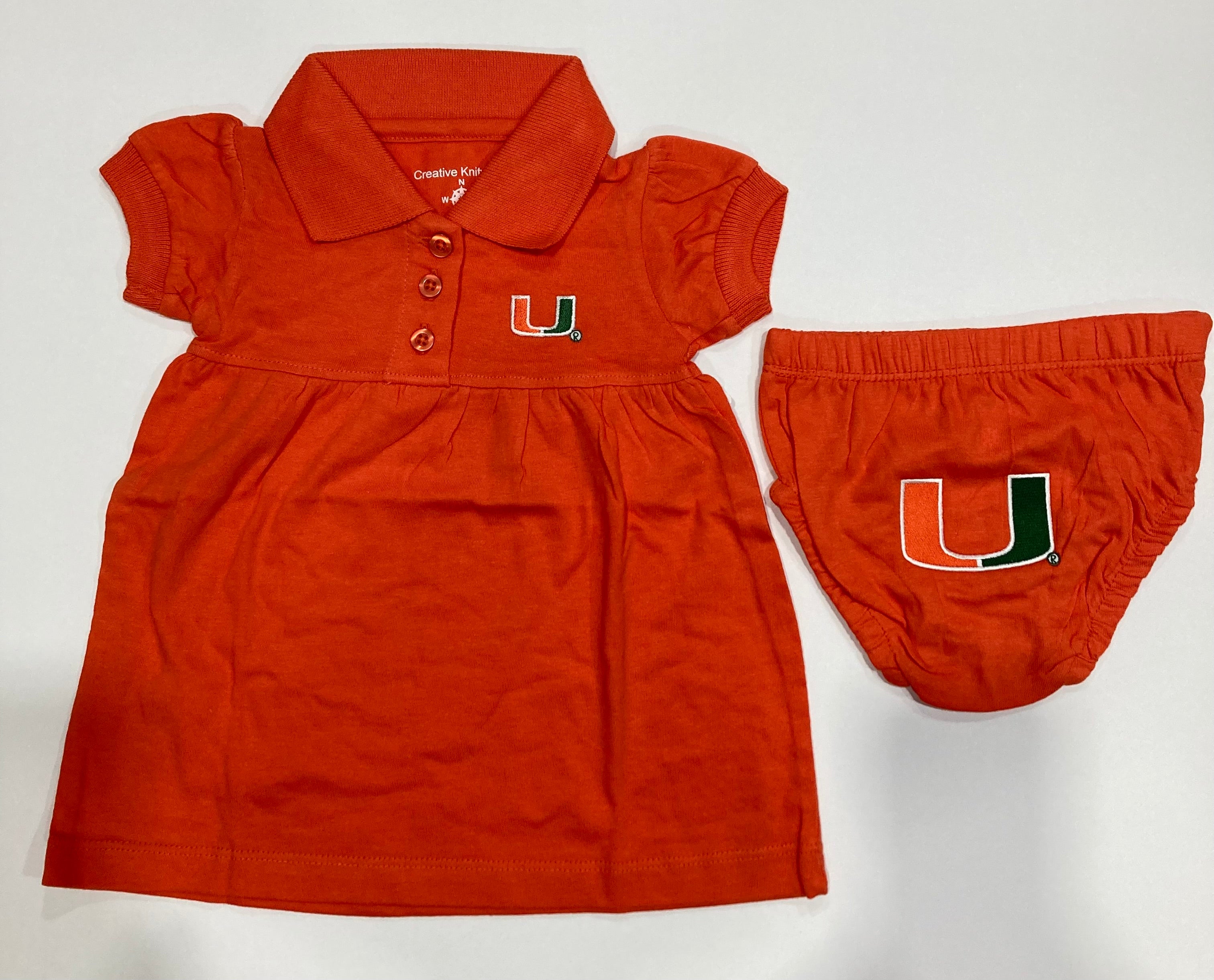 Miami Hurricanes Baby Polo Dress w/ Bloomers - Orange