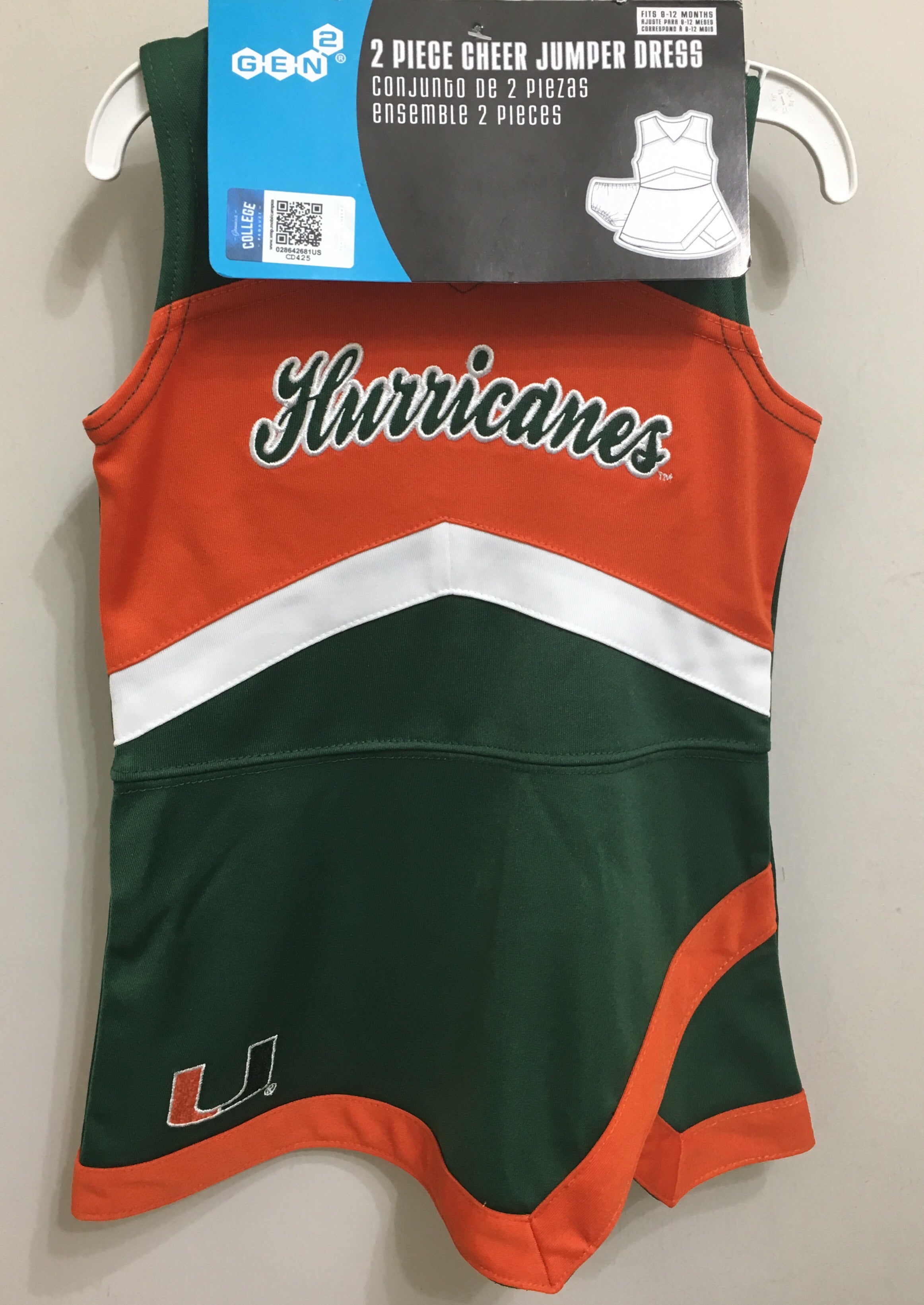 Miami Hurricanes 2 Piece Jumper Cheerleader Dress