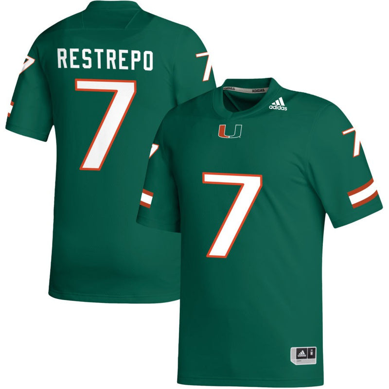 Miami Hurricanes adidas Xavier Restrepo 7 Jersey Green CanesWear