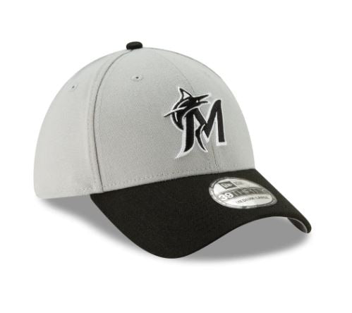 Miami Marlins Classic Flex Fitted Hat - Gray / Black