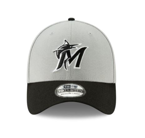 Miami Marlins Classic Flex Fitted Hat - Gray / Black
