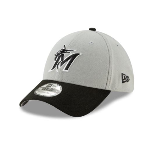 Miami Marlins New Era 39Thirty Classic Flex Fitted Hat - Gray / Black