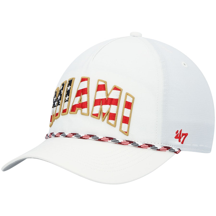 Miami Hurricanes 47 Brand Stars & Stripes Flutter Hitch Adjustable Hat - White