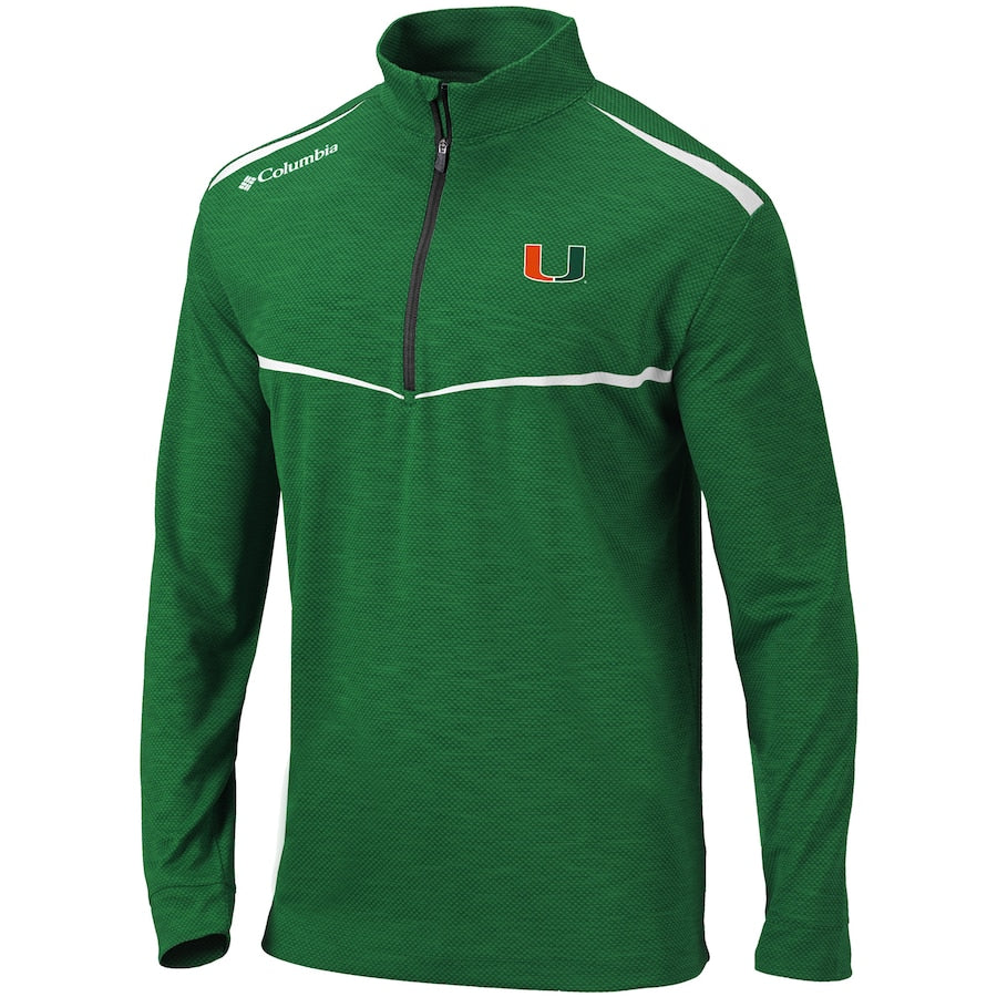 Miami Hurricanes Columbia Scorecard Pullover 1/4 Zip - Forrest Green