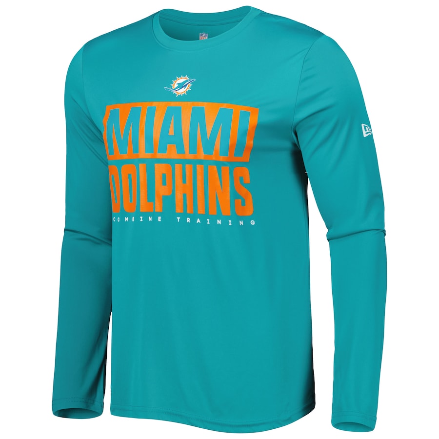 Miami Dolphins New Era Combine Training Offsides Performance L/S T-Shirt - Aqua