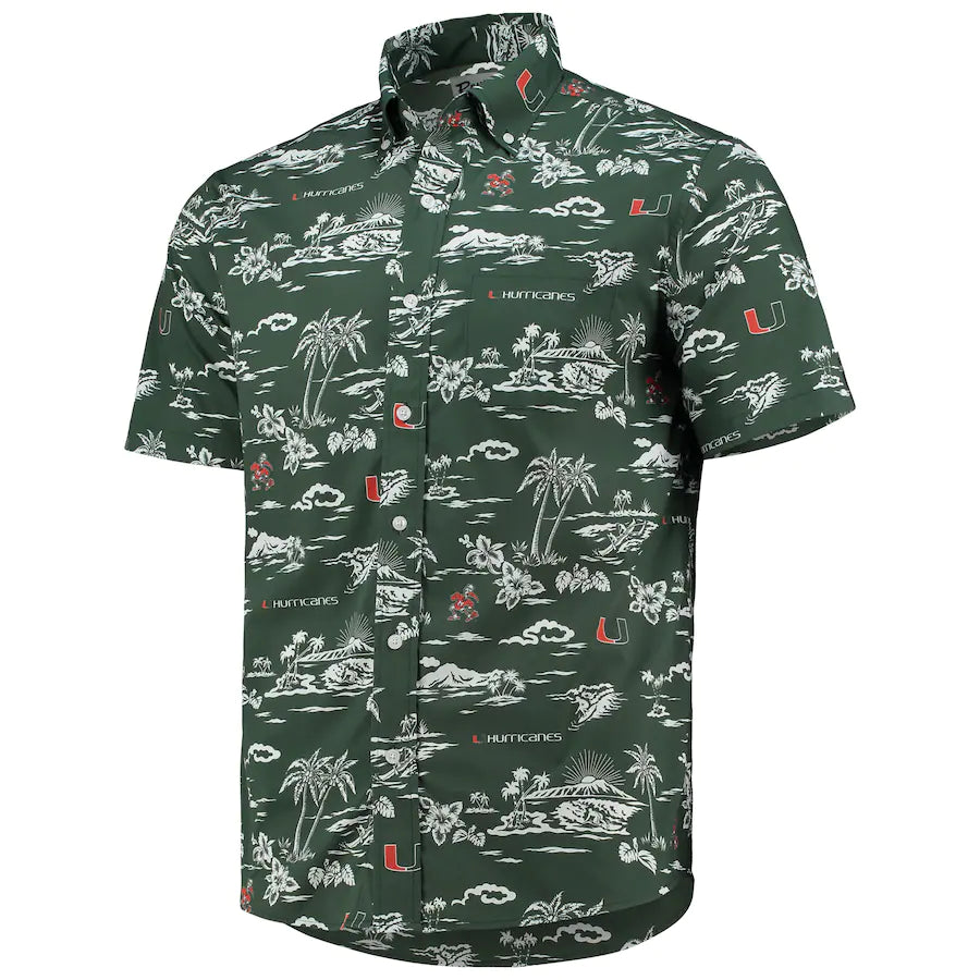Miami Hurricanes Reyn Spooner Kekai Performance Button Down Shirt - Green