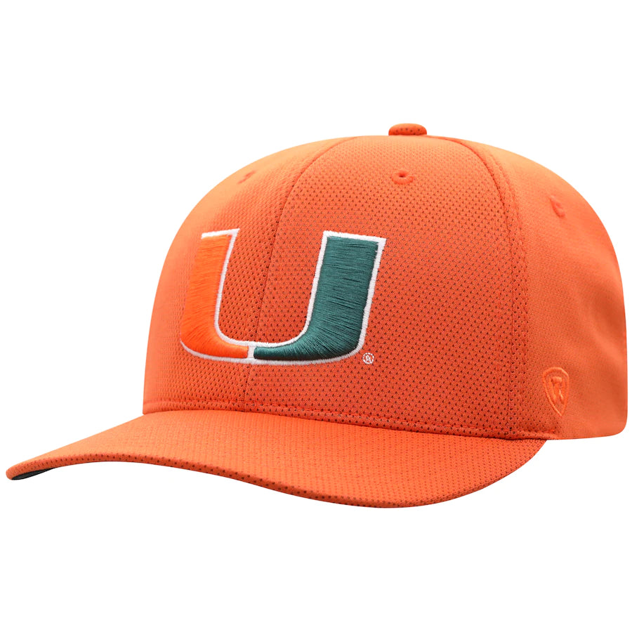 Miami Hurricanes Top of the World Reflex 2.0 One Fit Hat - Orange L/XL