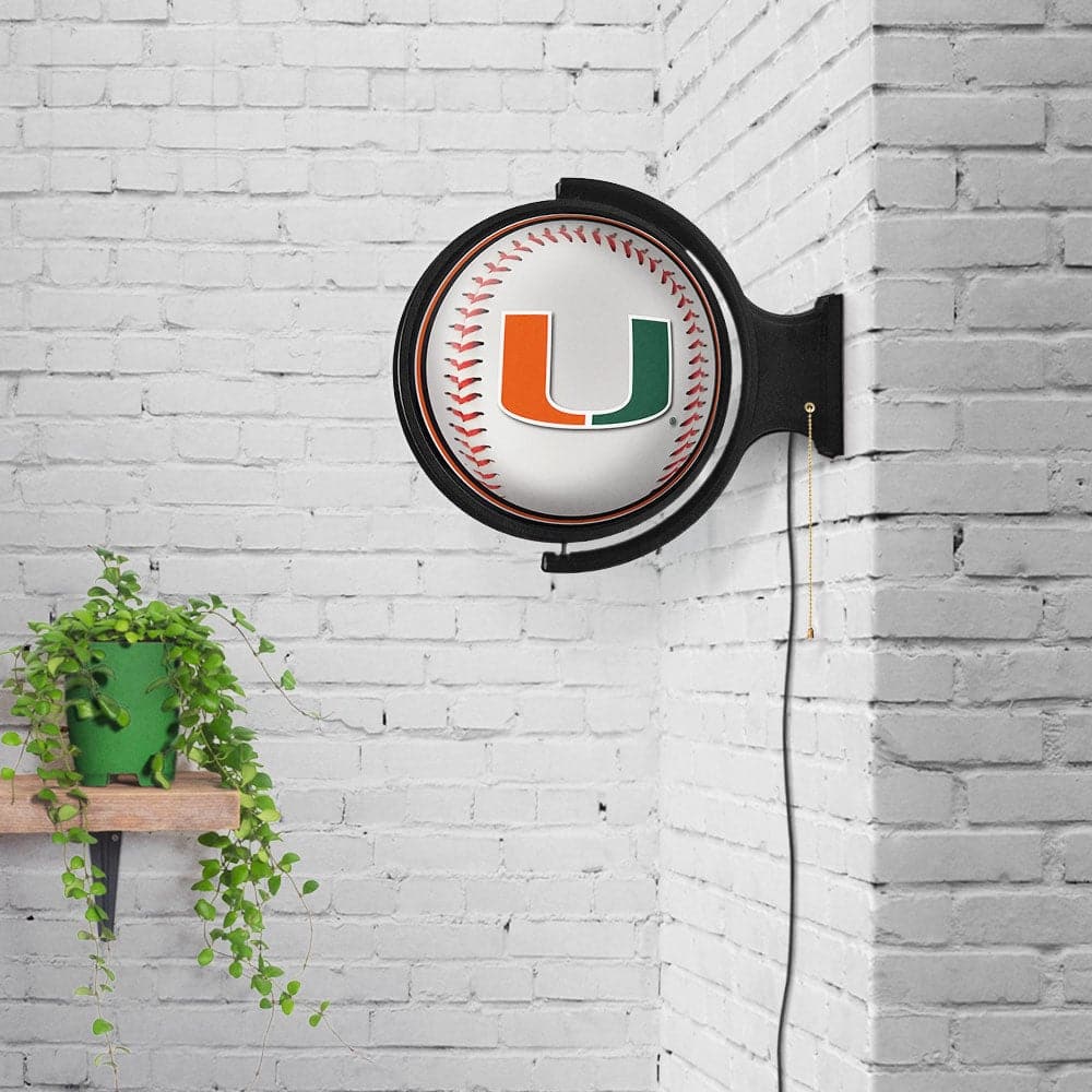 Miami Hurricanes Baseball - Lighted Rotating Wall Sign - The Fan-Brand
