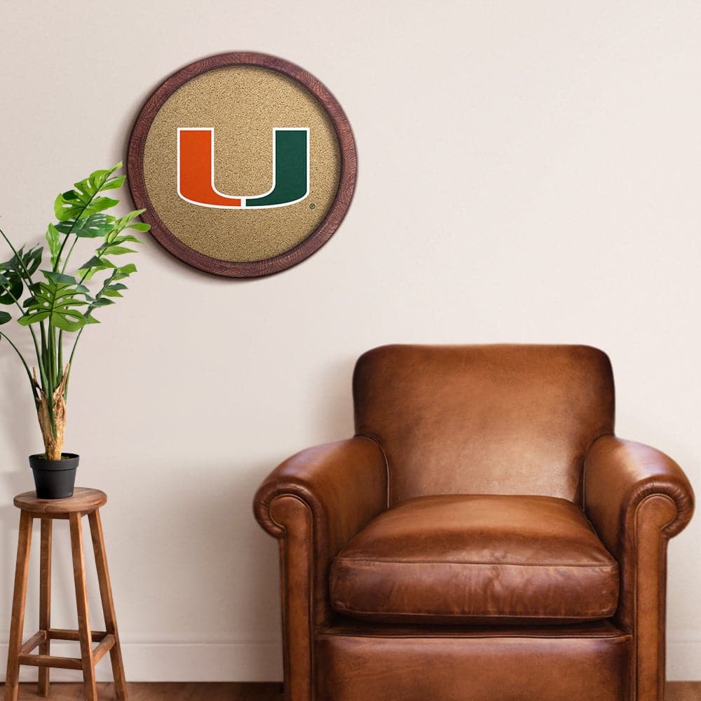 Miami Hurricanes "Faux" Barrel Framed Cork Board - The Fan-Brand