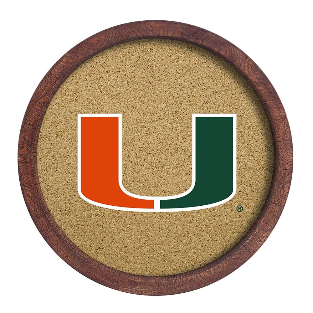 Miami Hurricanes "Faux" Barrel Framed Cork Board - The Fan-Brand