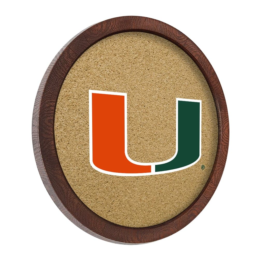 Miami Hurricanes "Faux" Barrel Framed Cork Board - The Fan-Brand