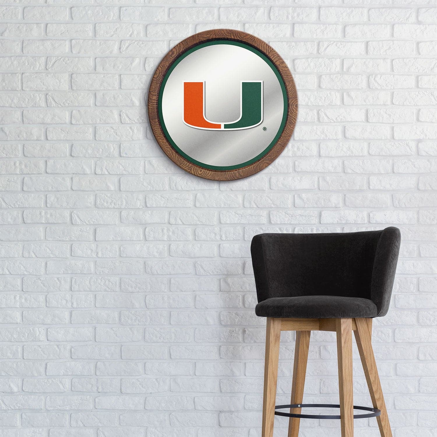Miami Hurricanes "Faux" Barrel Top Mirrored Wall Sign - The Fan-Brand