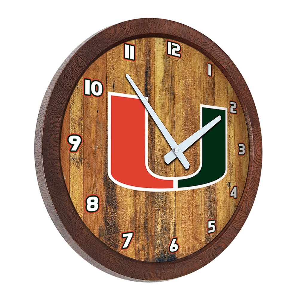 Miami Hurricanes "Faux" Barrel Top Wall Clock - The Fan-Brand