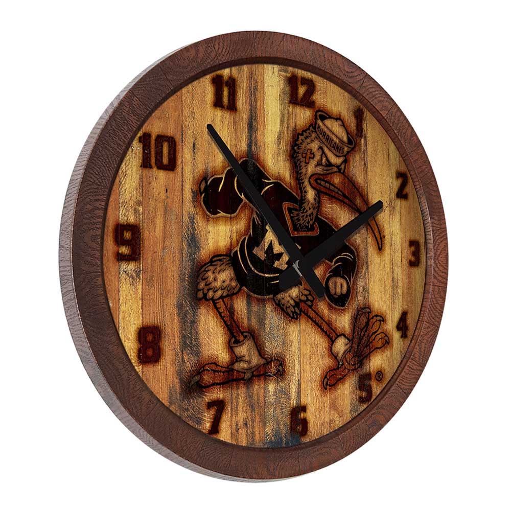 Miami Hurricanes Mascot - Branded "Faux" Barrel Top Wall Clock - The Fan-Brand