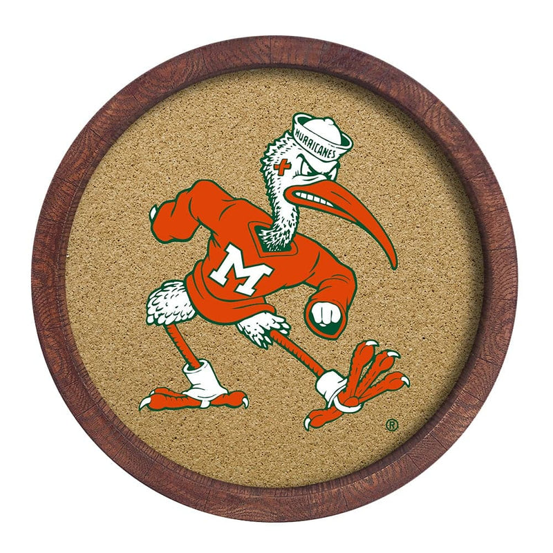 Miami Hurricanes Mascot - "Faux" Barrel Framed Cork Board - The Fan-Brand