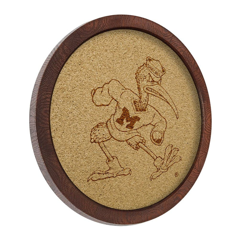 Miami Hurricanes Mascot - "Faux" Barrel Framed Cork Board - The Fan-Brand