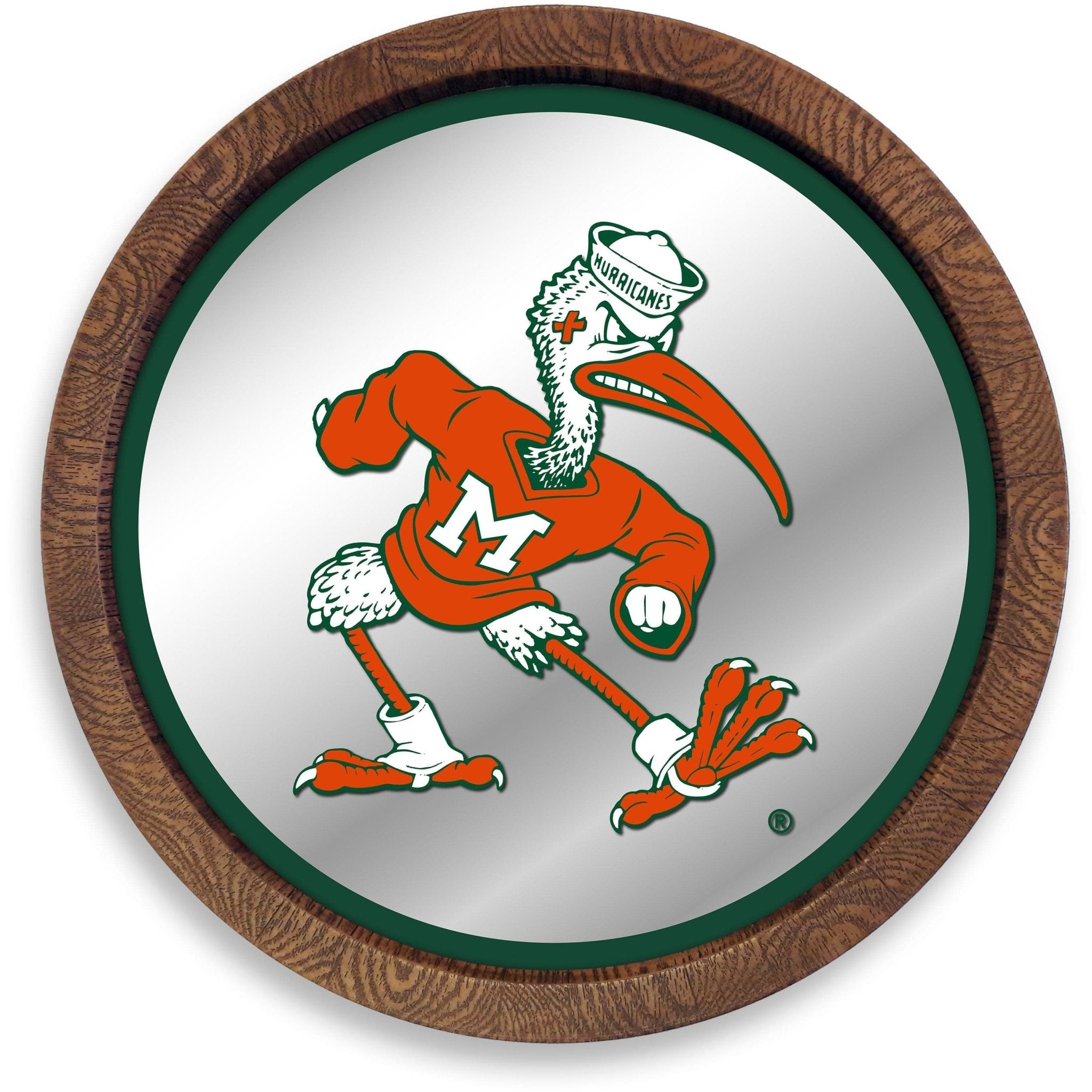 Miami Hurricanes Mascot - "Faux" Barrel Top Mirrored Wall Sign - The Fan-Brand