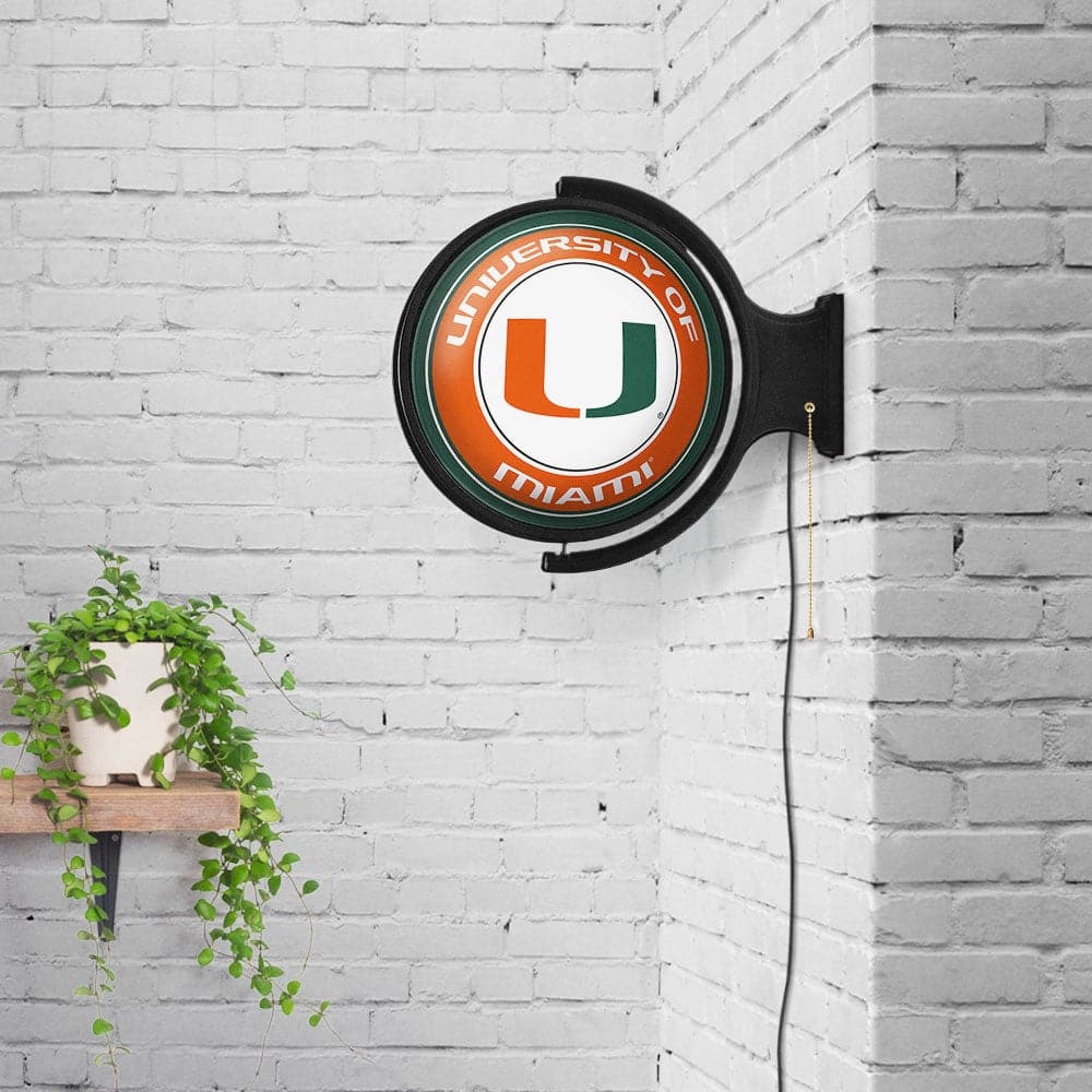 Miami Hurricanes Combined U and Mascot - Rotating Lighted Wall Sign