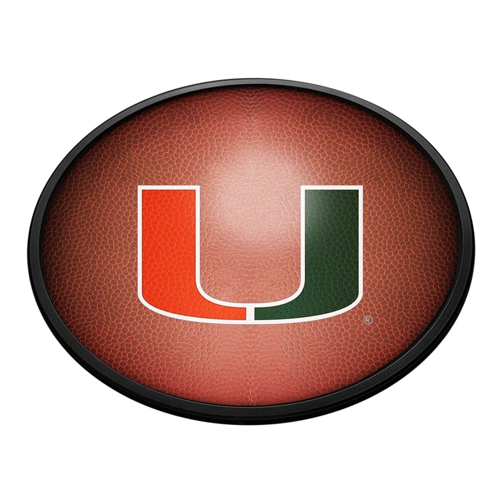 Miami Hurricanes Pigskin - Oval Slimline Lighted Wall Sign - The Fan-Brand