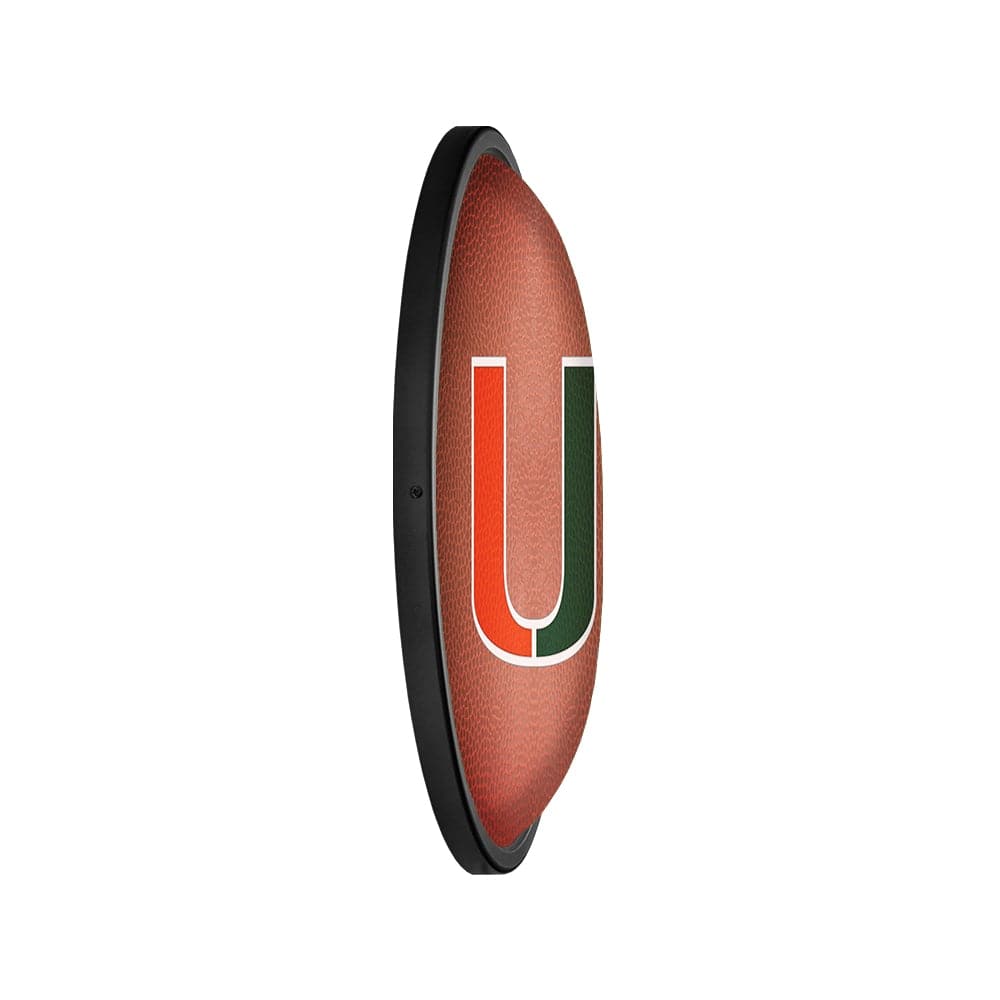 Miami Hurricanes Pigskin - Oval Slimline Lighted Wall Sign - The Fan-Brand