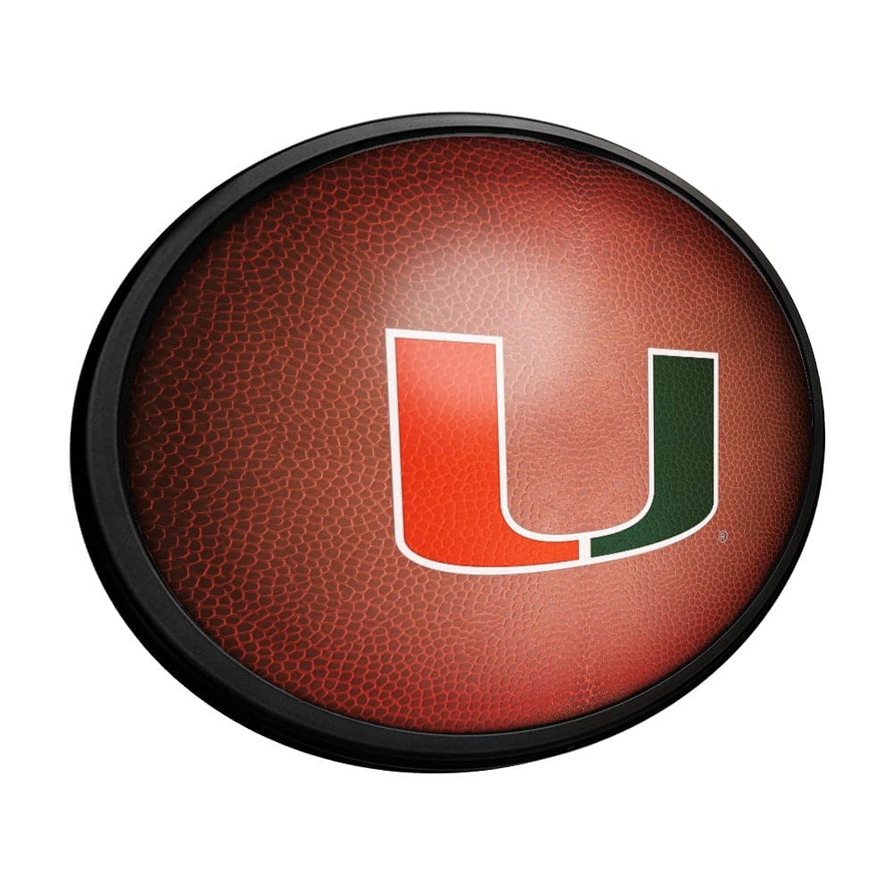 Miami Hurricanes Pigskin - Oval Slimline Lighted Wall Sign - The Fan-Brand