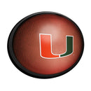 Miami Hurricanes Pigskin - Oval Slimline Lighted Wall Sign - The Fan-Brand