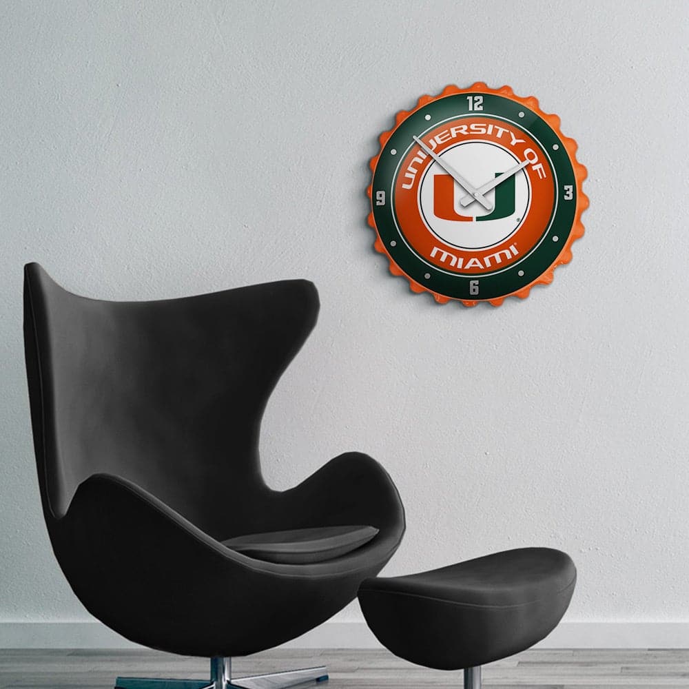 Miami Hurricans Bottle Cap Wall Clock - The Fan-Brand