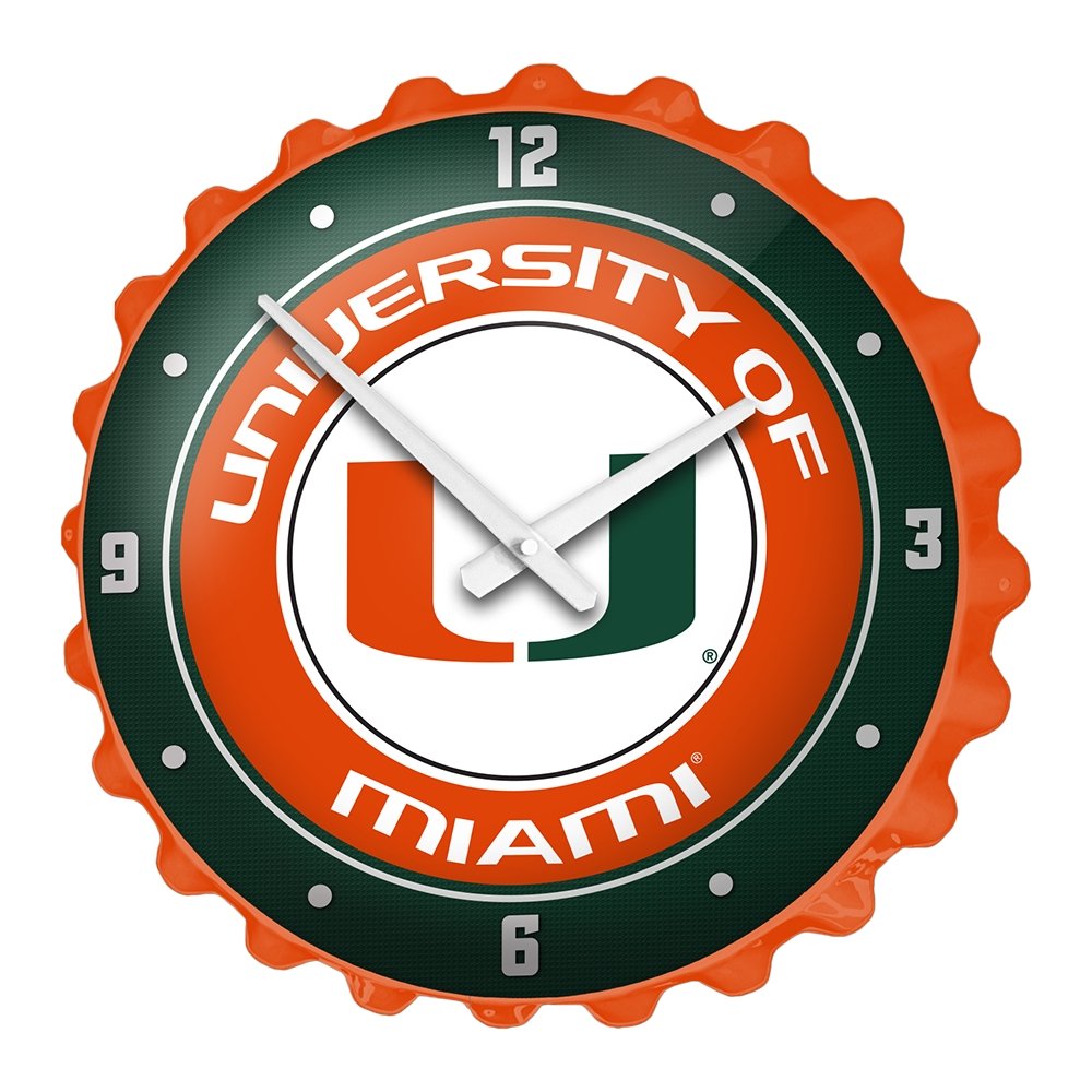 Miami Hurricans Bottle Cap Wall Clock - The Fan-Brand