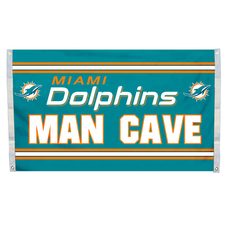 Miami Dolphins 3' x 5' Man Cave Flag - CanesWear at Miami FanWear Flags Miami FanWear CanesWear at Miami FanWear