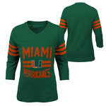 Miami Hurricanes Girl's V-Neck T-Shirt - Green