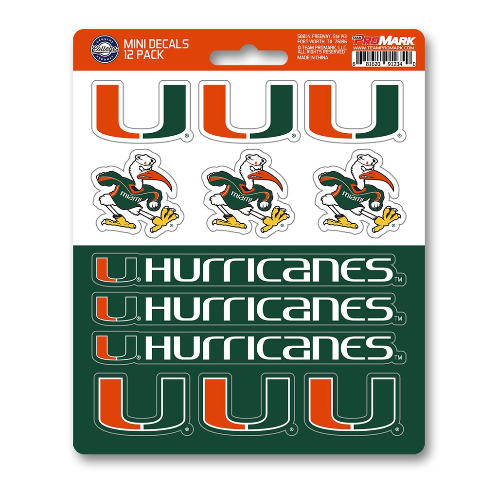 Miami Hurricanes 12-Pack Mini Decals