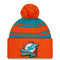 Miami Dolphins New Era 2022 Child Sideline Cuffed Knit Hat - Aqua/Orange