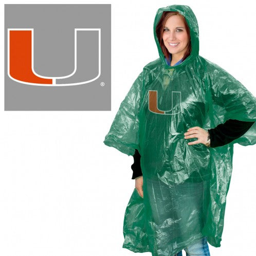 Miami Hurricanes Adult Rain Poncho