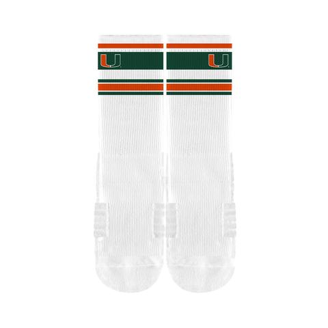 Miami Hurricanes Strideline Retro Sublimated Knit Crew Socks - White