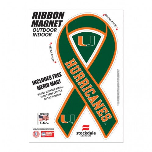 Miami Hurricanes Ribbon Magnet - 5" x 7"