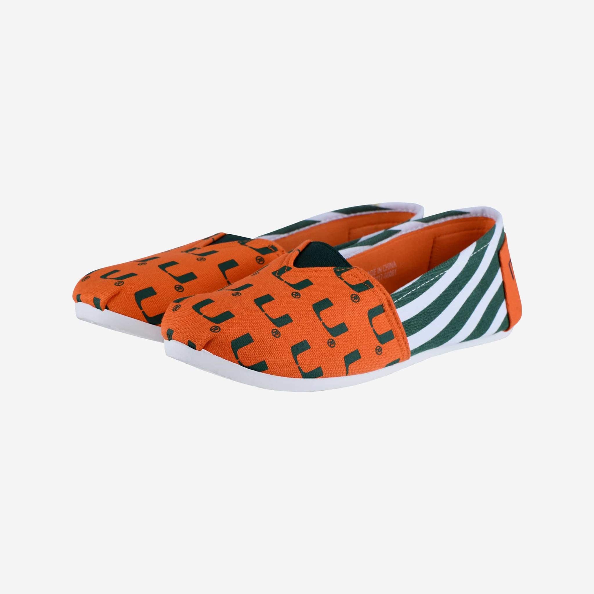 Miami Hurricanes FOCO Women's Striped Canvas Shoe