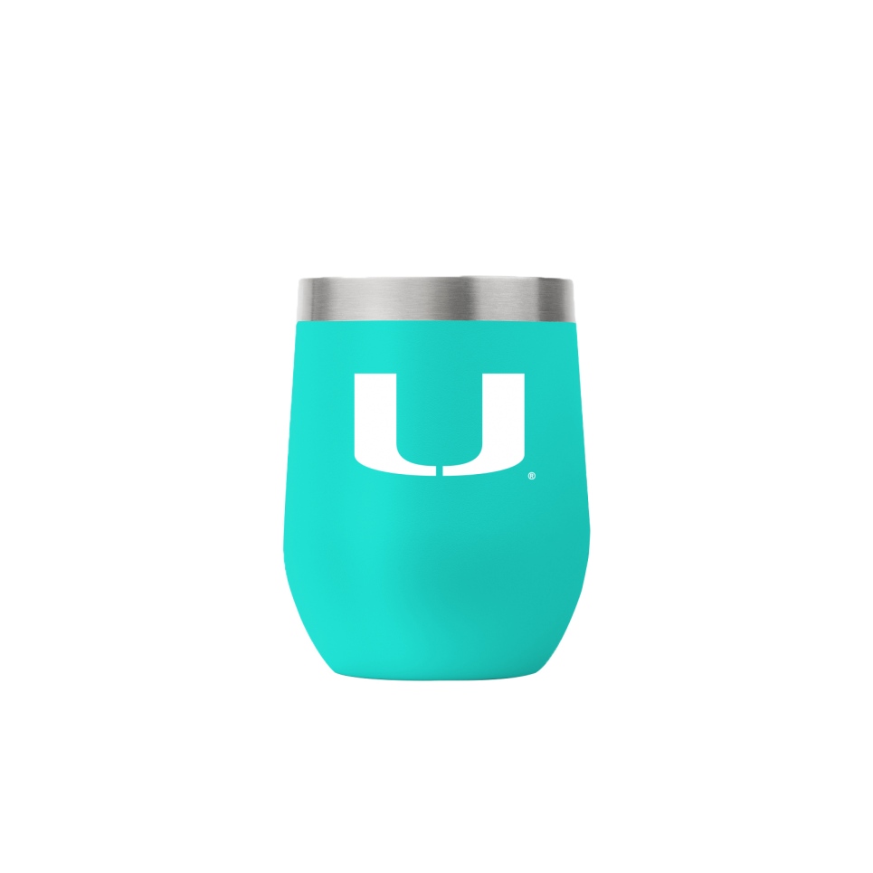 Miami Hurricanes Gametime Sidekicks Stemless Wine 12 oz Tumbler - Teal