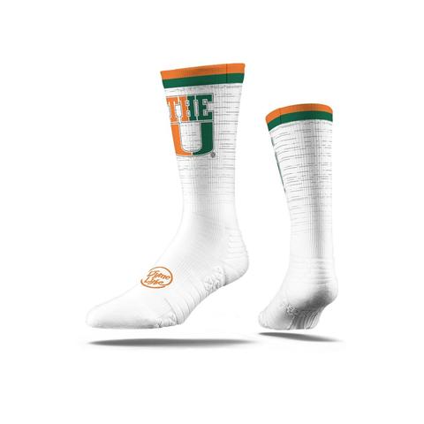 Miami Hurricanes Strideline Dyme Lyfe The U Knit Crew Socks - White