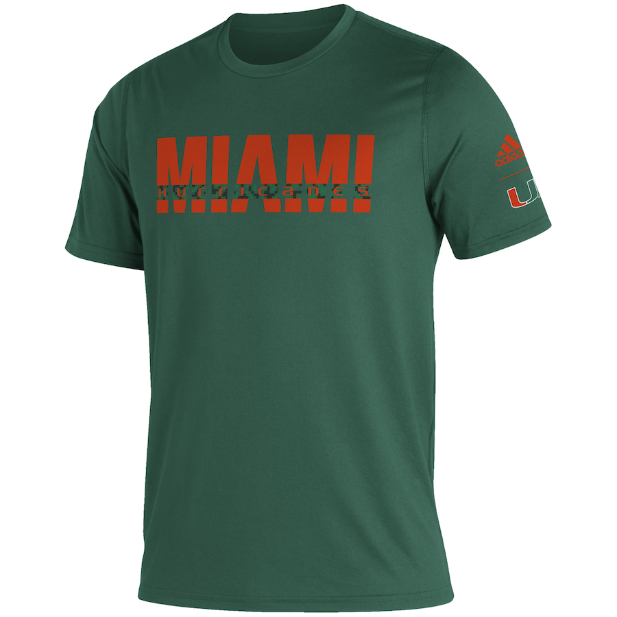 Miami Hurricanes adidas Sideline Locker Strikethrough Creator T-Shirt - Green